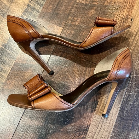 VALENTINO Garavani D'Orsay Peep Toe Pumps Brown 39 1/2 - Picture 6 of 13
